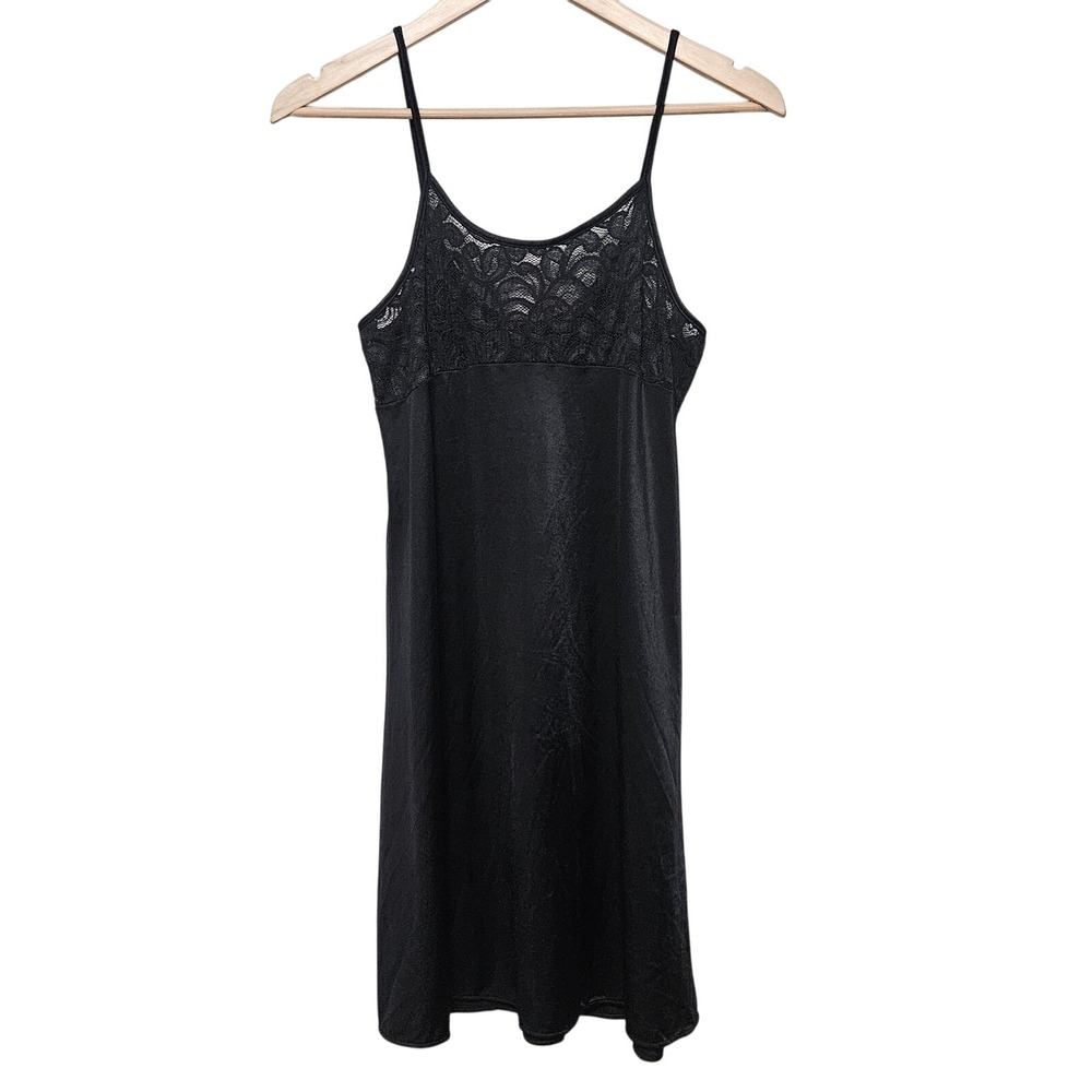 Black Lace Midi Slip Dress Womens S/M Nightie Sexy Romantic‎ Goth
